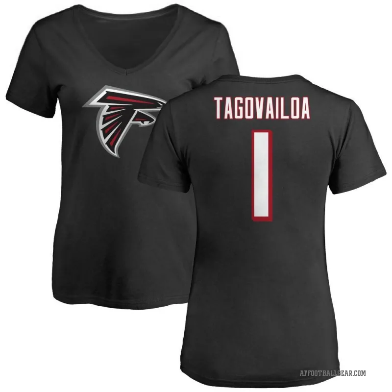Tua Tagovailoa Women's Black Atlanta Falcons Logo Slim Fit T-Shirt -