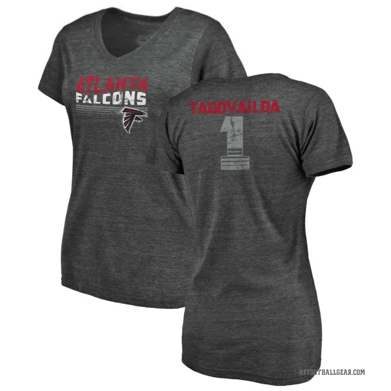 Tua Tagovailoa Women's Black Atlanta Falcons Retro V-Neck T-Shirt -