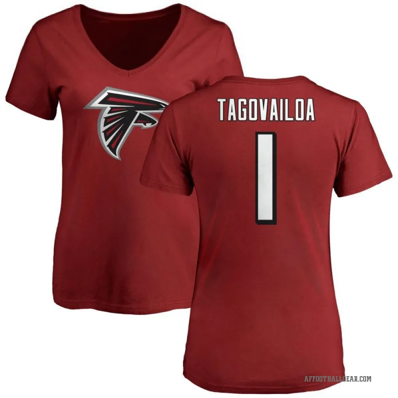 Tua Tagovailoa Women's Red Atlanta Falcons Logo Slim Fit T-Shirt -