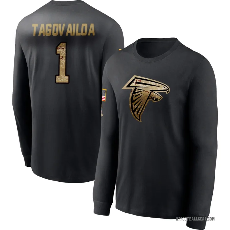 Tua Tagovailoa Youth Black Atlanta Falcons 2020 Salute To Service Sideline Performance Long Sleeve T-Shirt