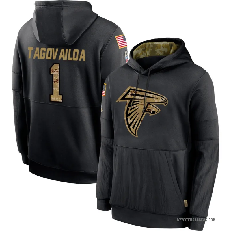 Tua Tagovailoa Youth Black Atlanta Falcons 2020 Salute to Service Sideline Performance Pullover Hoodie