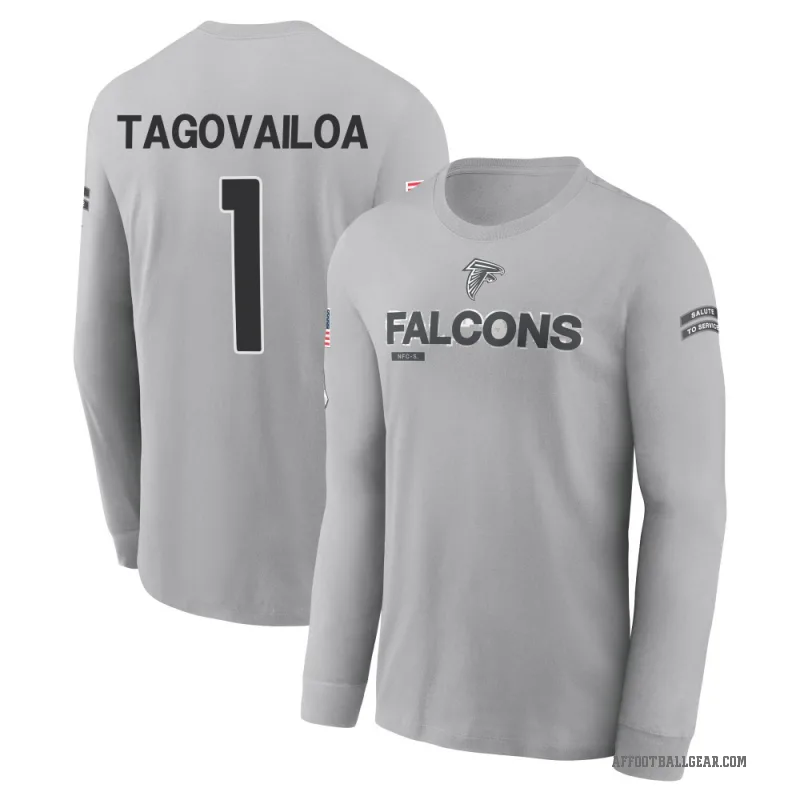 Tua Tagovailoa Youth Gray Atlanta Falcons 2024 Salute to Service Long Sleeve T-Shirt
