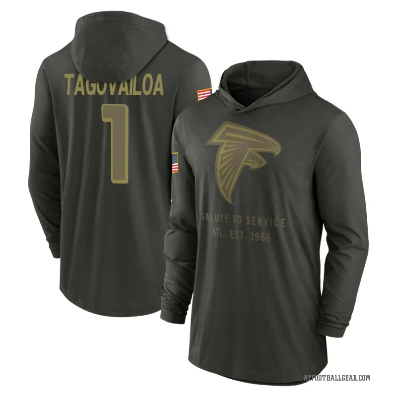 Tua Tagovailoa Youth Green Atlanta Falcons Forest/ 2025 Salute to Service Sideline Lightweight Hooded Pullover Long Sleeve T-Shi