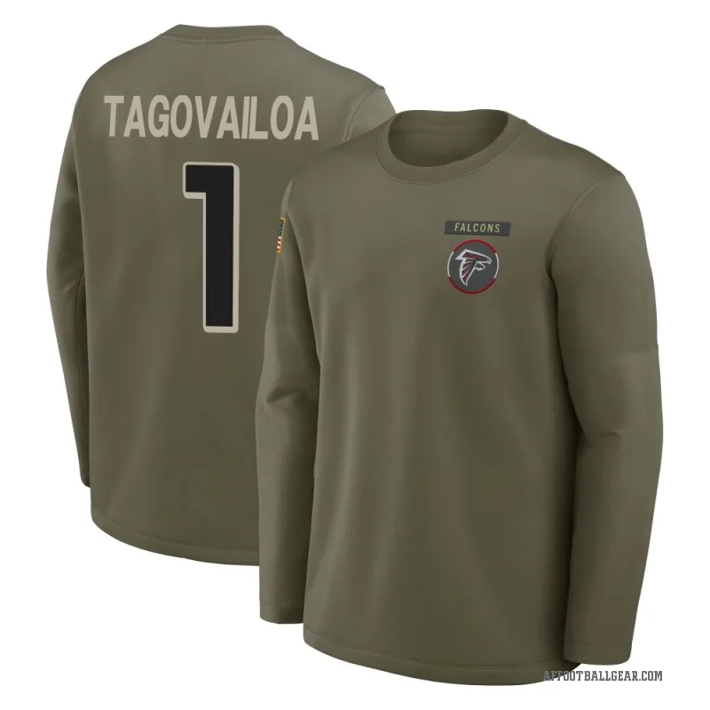 Tua Tagovailoa Youth Olive Atlanta Falcons 2025 Salute to Service Sideline Coaches Long Sleeve T-Shirt