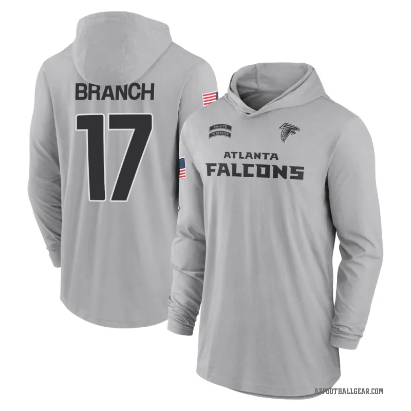 Zachariah Branch Youth Gray Atlanta Falcons 2024 Salute to Service Lightweight Performance Long Sleeve Hooded T-Shirt