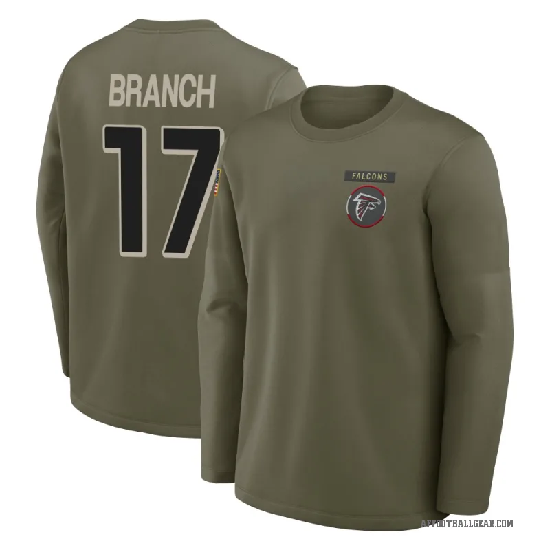 Zachariah Branch Youth Olive Atlanta Falcons 2025 Salute to Service Sideline Coaches Long Sleeve T-Shirt